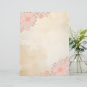 Tinte und Papierwaschpapier mit rosafarbenen, flor Briefbogen (Stehend Vorderseite)