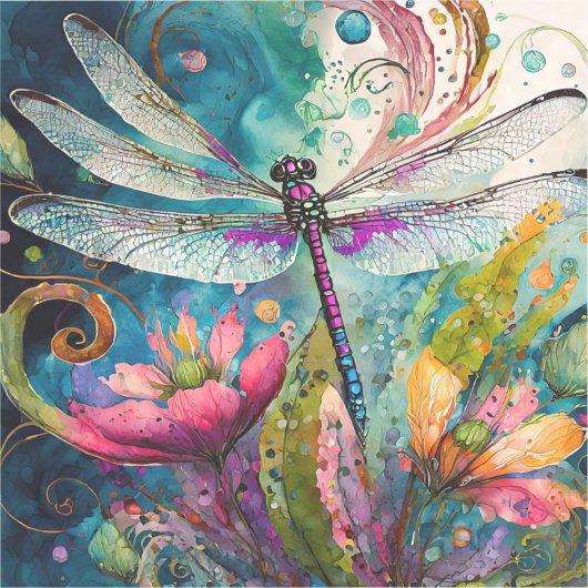 Tinte und Pen Wasserfarbe Vinyl Dragonfly Aufkleber (Vorderseite)