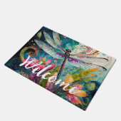 Tinte und Pen Wasserfarbendragonfly Fußmatte (Schrägansicht)