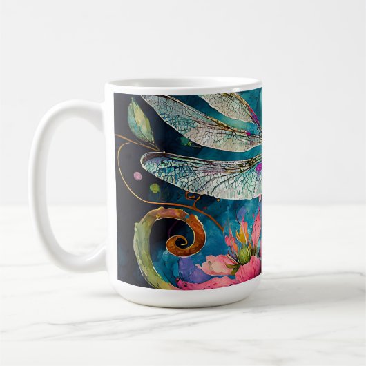Tinte und Pen Wasserfarbendragonfly Kaffeetasse (Links)