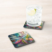 Tinte und Pen Watercolor Dragonfly Hard Plastic Getränkeuntersetzer (Rechte Seite)