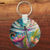 Tinte und Pen Watercolor Dragonfly Schlüsselanhäng Schlüsselanhänger (Rückseite)