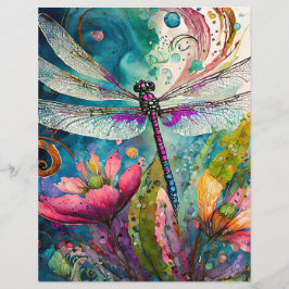 Tinte und Pen Watercolor Dragonfly Scrapbook