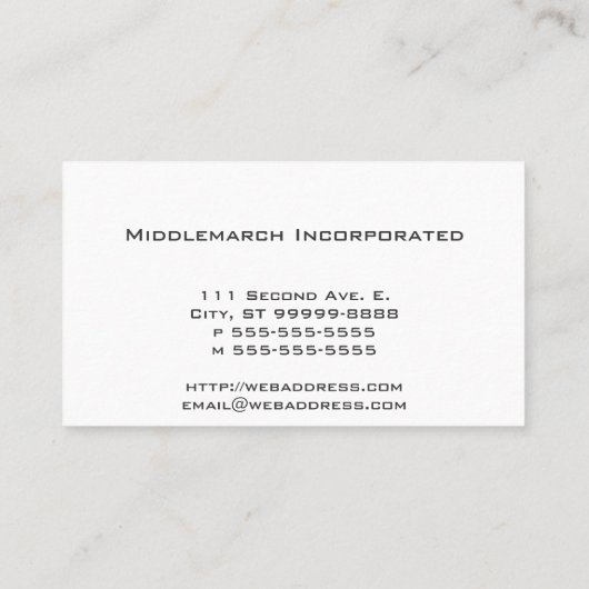 Tinte und Spule Visitenkarte (Rückseite)