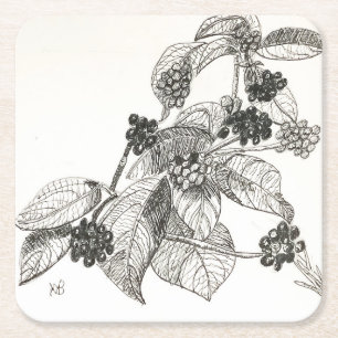 Tinte und Tinte Brombeeren Rechteckiger Pappuntersetzer