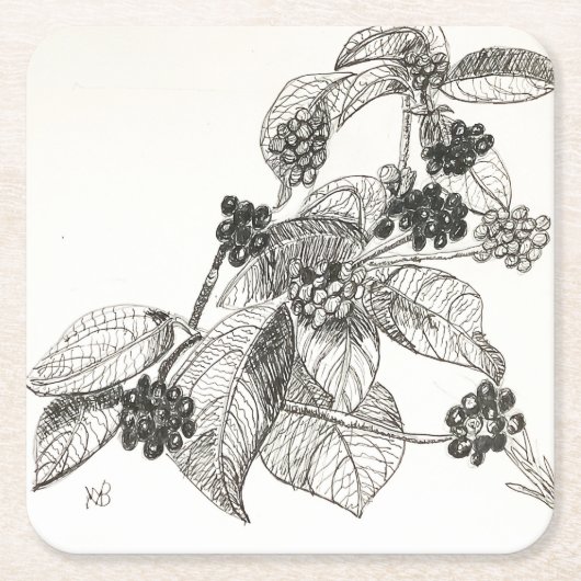 Tinte und Tinte Brombeeren Rechteckiger Pappuntersetzer (Vorderseite)
