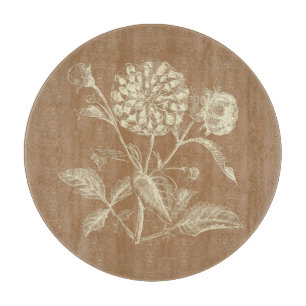 Tinte Vintag Zinnia Illustration Brown Schneidebrett