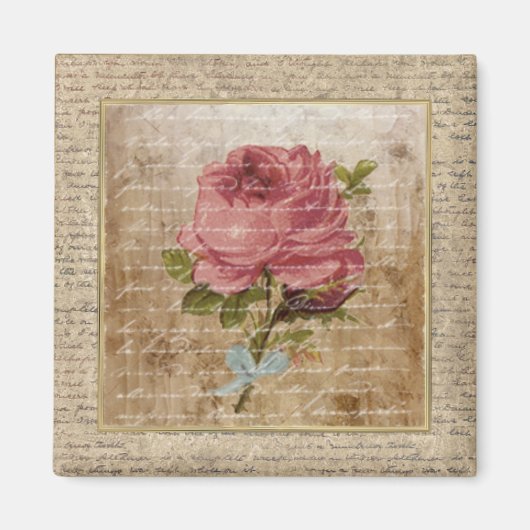 Tinte Vintage Blumendruckfarben, rosafarbene Farbe Magnet (Vorne)