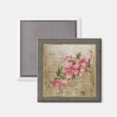 Tinte Vintage Blumenschrift Rosa Magnet (Vorderseite/Rückseite)