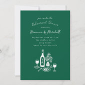 Tinte Whimsical Hand Drawing Green Probe Dinner Einladung (Vorderseite)