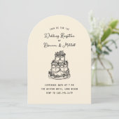 Tinte Whimsical Hand Drawn Cake Hochzeit Empfang Einladung (Stehend Vorderseite)