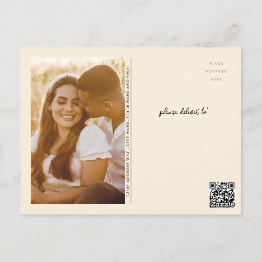 Tinte Whimsical Handgezogener Kuchen Save the Date Postkarte (Rückseite)