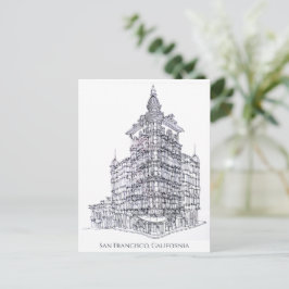 Tinte Zeichnend Columbus Tower, San Francisco, CA Postkarte