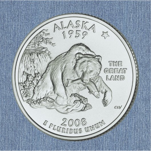 Tinted Alaska Staat Quarter Design Aufkleber (Vorderseite)