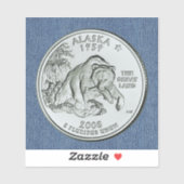 Tinted Alaska Staat Quarter Design Aufkleber (Blatt)