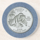 Tinted Alaska Staat Quarter Design Getränkeuntersetzer (Vorne)