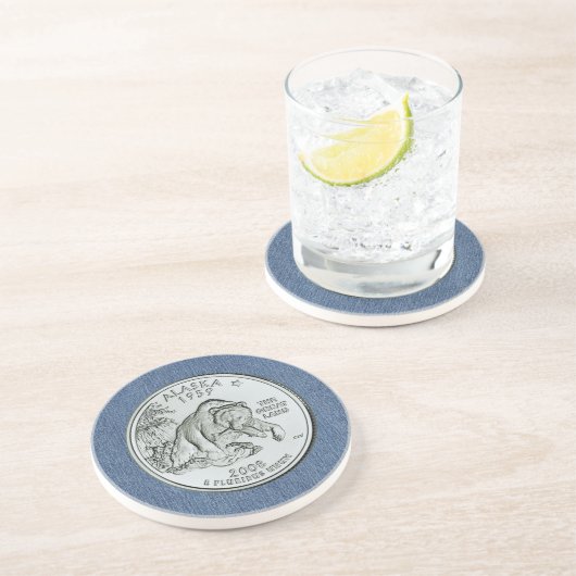 Tinted Alaska Staat Quarter Design Getränkeuntersetzer (Seite)
