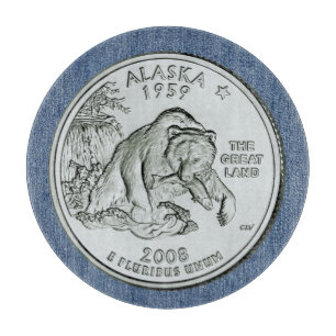 Tinted Alaska Staat Quarter Design Schneidebrett
