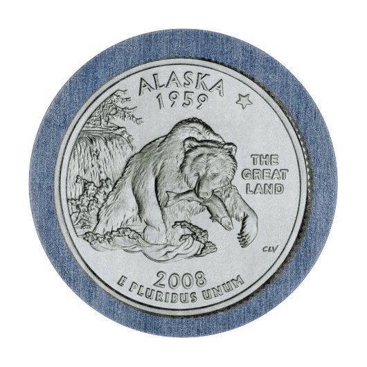 Tinted Alaska Staat Quarter Design Schneidebrett (Vorderseite)