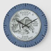 Tinted Alaska State Quarter Design Große Wanduhr (Vorderseite)
