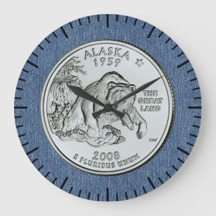 Tinted Alaska State Quarter Design  Große Wanduhr