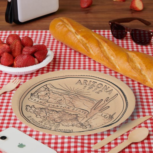 Tinted Arizona Staat Quarter Design Pappteller (Picknick)