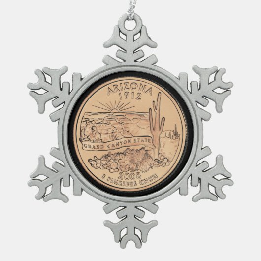 Tinted Arizona Staat Quarter Schneeflocken Zinn-Ornament (Vorderseite)