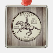 Tinted Delaware Staat Quarter Ornament Aus Metall (Vorne)