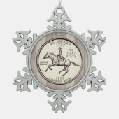 Tinted Delaware Staat Quarter Schneeflocken Zinn-Ornament (Vorderseite)