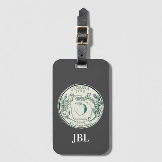 Tinted Georgia Staat Quarter Design Monogram Gepäckanhänger (Vorderseite Vertikal)