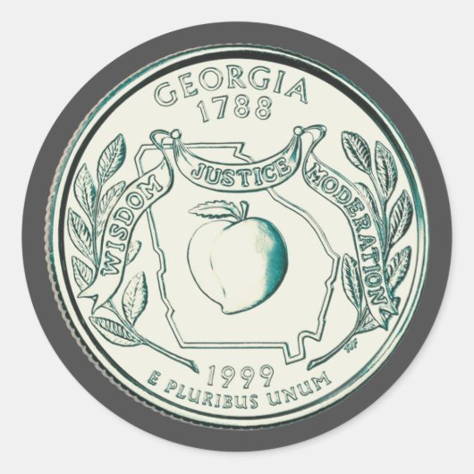 Tinted Georgia Staat Quarter Design Runder Aufkleber (Vorderseite)
