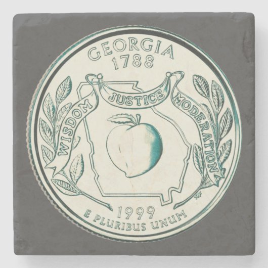 Tinted Georgia Staat Quarter Design Steinuntersetzer (Vorderseite)