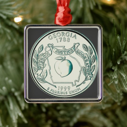 Tinted Georgia Staat Quarter Ornament Aus Metall (Baum)