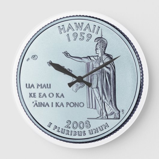 Tinted Hawaii Staat Quarter Design Große Wanduhr (Vorderseite)