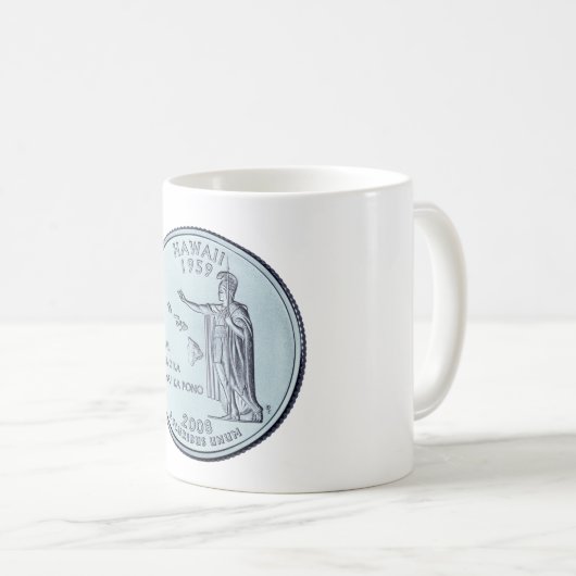 Tinted Hawaii Staat Quarter Design Kaffeetasse (VorderseiteRechts)