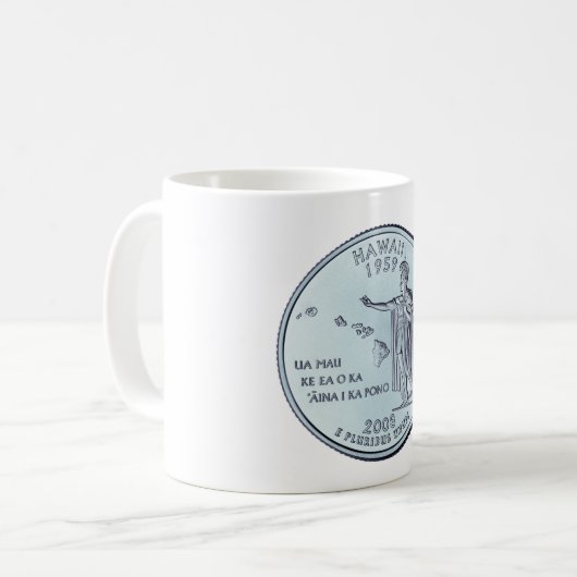 Tinted Hawaii Staat Quarter Design Kaffeetasse (Vorderseite Links)