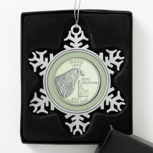 Tinted Idaho Staat Quarter Schneeflocken Zinn-Ornament (Box)