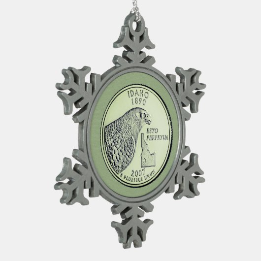 Tinted Idaho Staat Quarter Schneeflocken Zinn-Ornament (Links)