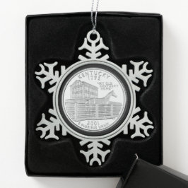 Tinted Kentucky Staat Quarter Schneeflocken Zinn-Ornament