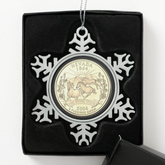 Tinted Nevada Staat Quarter Schneeflocken Zinn-Ornament (Box)