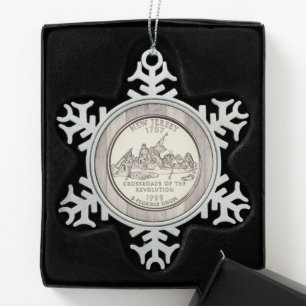 Tinted New Jersey Staat Quarter Schneeflocken Zinn-Ornament