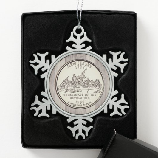 Tinted New Jersey Staat Quarter Schneeflocken Zinn-Ornament (Box)