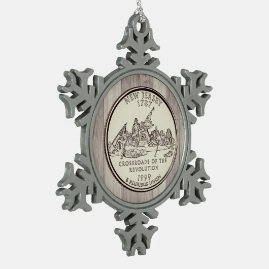 Tinted New Jersey Staat Quarter Schneeflocken Zinn-Ornament (Links)