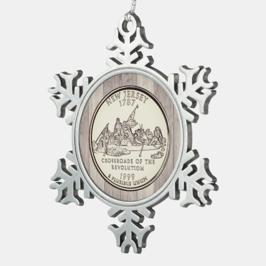 Tinted New Jersey Staat Quarter Schneeflocken Zinn-Ornament (Rechts)
