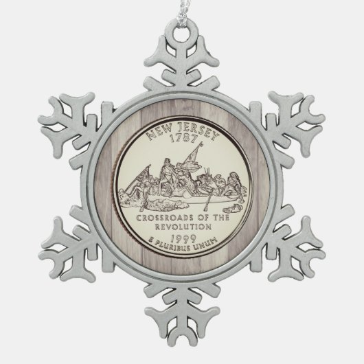 Tinted New Jersey Staat Quarter Schneeflocken Zinn-Ornament (Vorderseite)