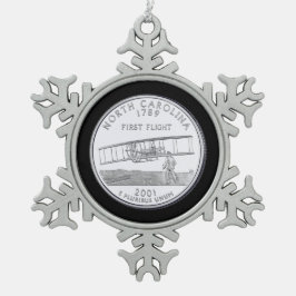 Tinted North Carolina Staat Quarter Schneeflocken Zinn-Ornament