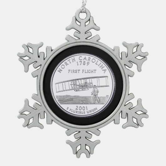 Tinted North Carolina Staat Quarter Schneeflocken Zinn-Ornament (Vorderseite)