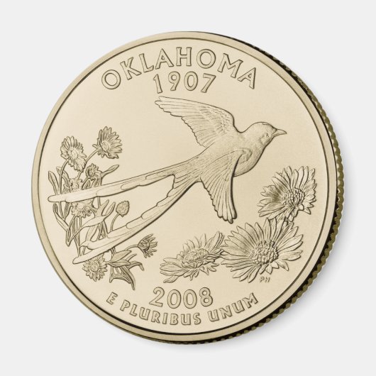 Tinted Oklahoma Staat Quarter Design Magnet (Vorne)