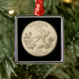Tinted Oklahoma Staat Quarter Ornament Aus Metall