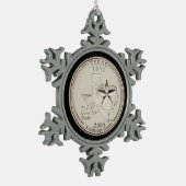 Tinted Texas Staat Quarter Schneeflocken Zinn-Ornament (Links)